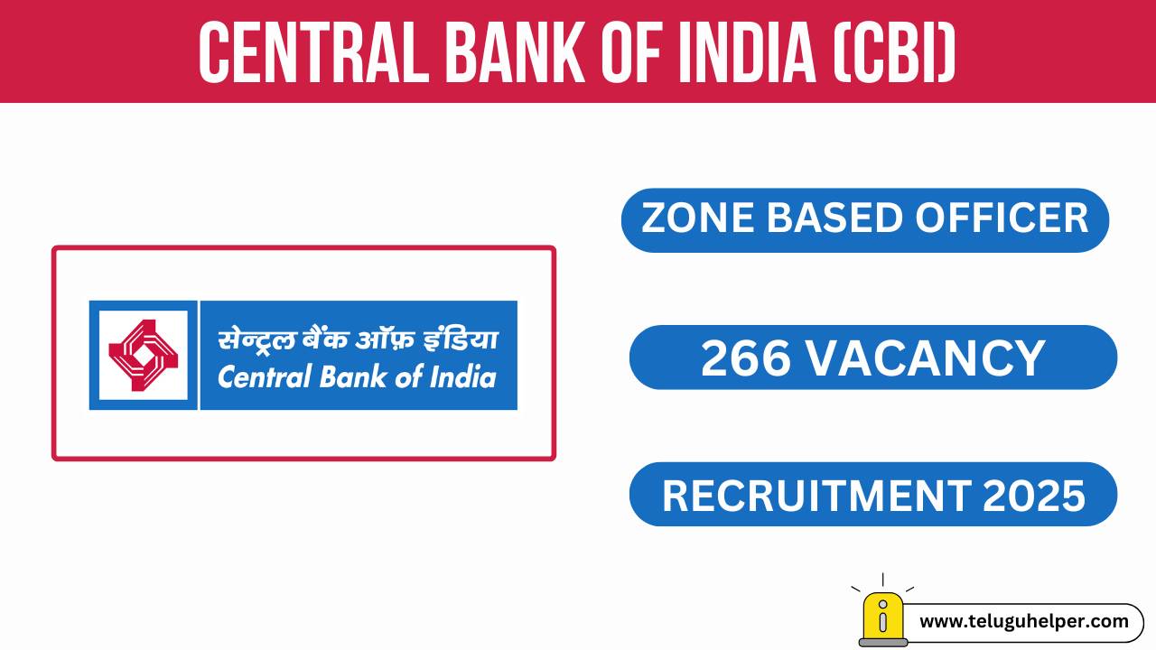 Central Bank Of India ZBO Recruitment 2025 Apply Online For 266